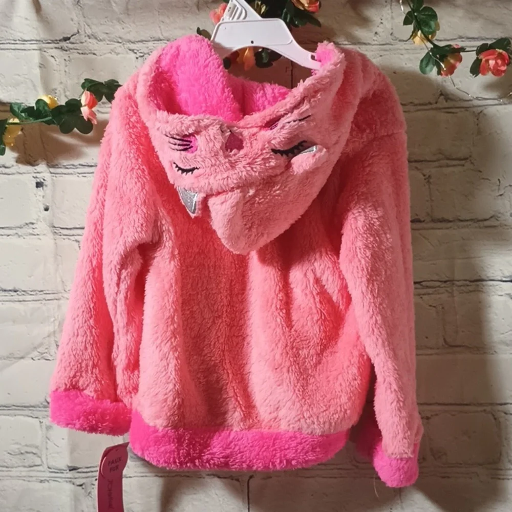 See updated listing Johnson FauxFur Fuzzy Kitten Hooded Jacket two tone Coral - Picture 3 of 9
